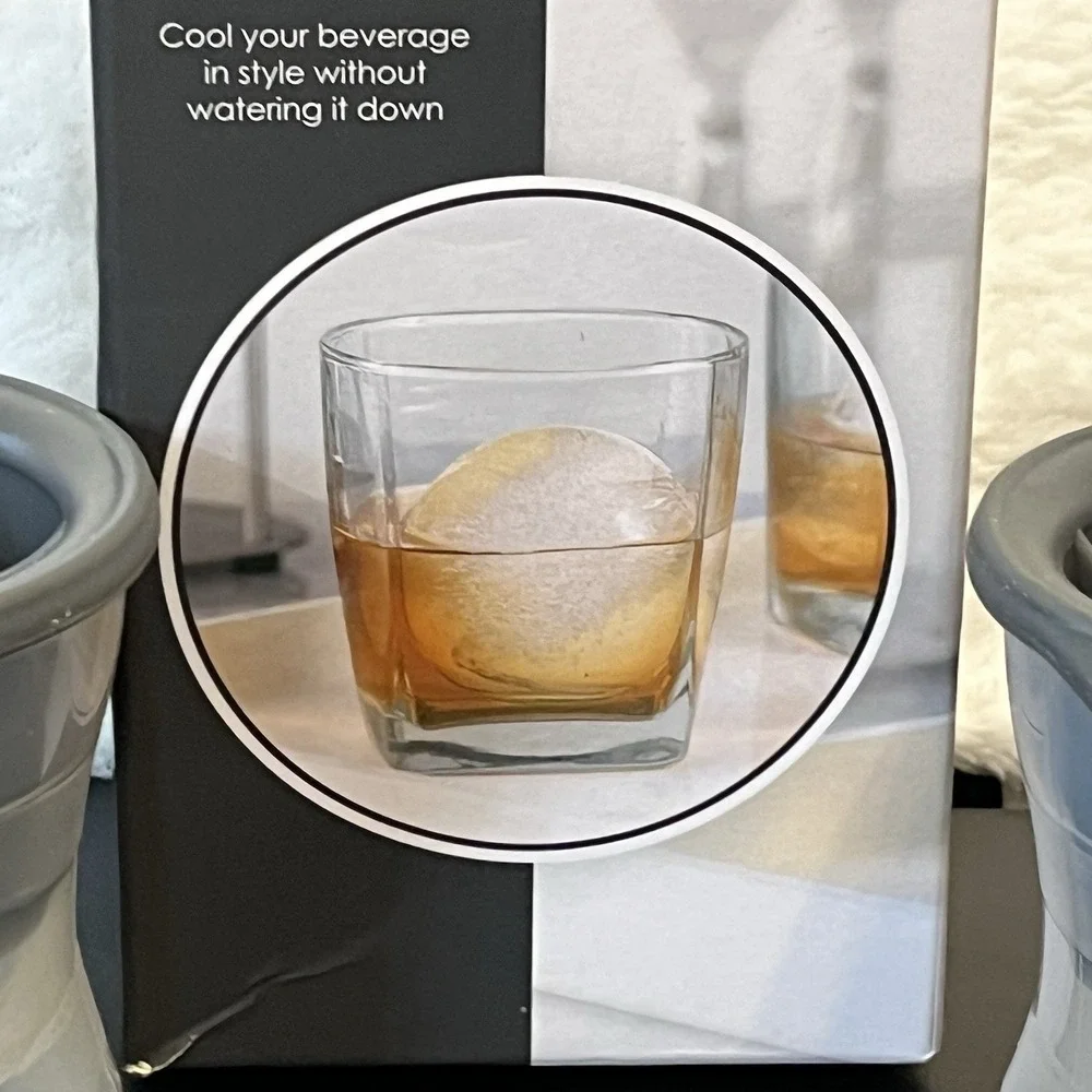Tovolo Sphere Ice Molds Silicone Polypropylene Clear Gray Whiskey Drinks Bar NEW